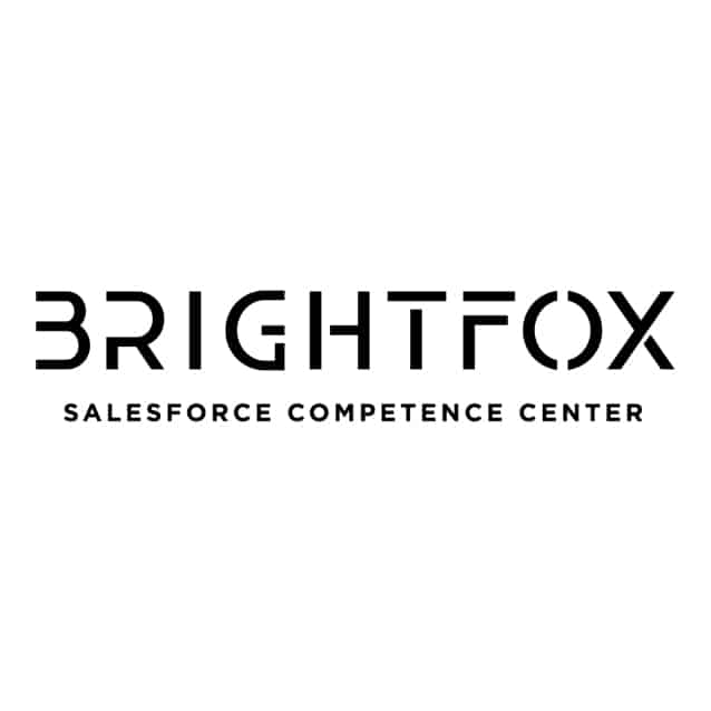 Logo Brightfox met slogan 'Salesforce competence center'