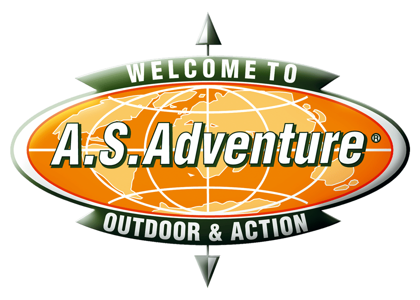 Logo A.S.Adventure met slogan 'Welcome to outdoor & action'