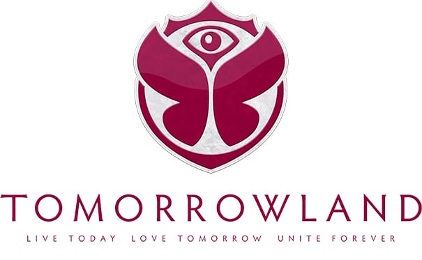 Logo Tomorrowland met slogan 'Live today, love tomorrow, unite forever'